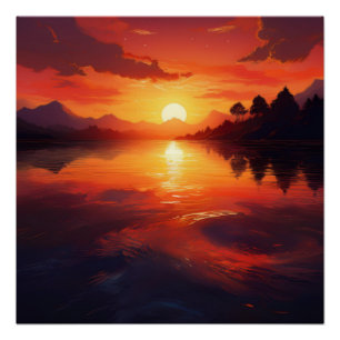 Sunset Reflection Over Calm Waters – Warm Serenity Poster
