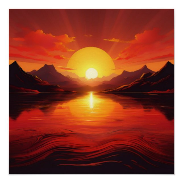 Sunset Reflection – Tranquil Nature Art Poster (Front)