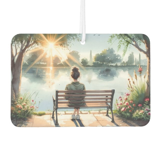 Sunset Reflections Lake Scene Car Air Freshener (Front)