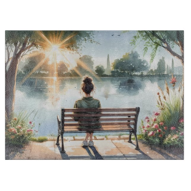 Sunset Reflections Lake Scene Cutting Board (Front)