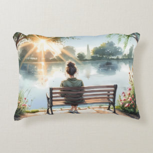 Sunset Reflections Lake Scene Decorative Cushion
