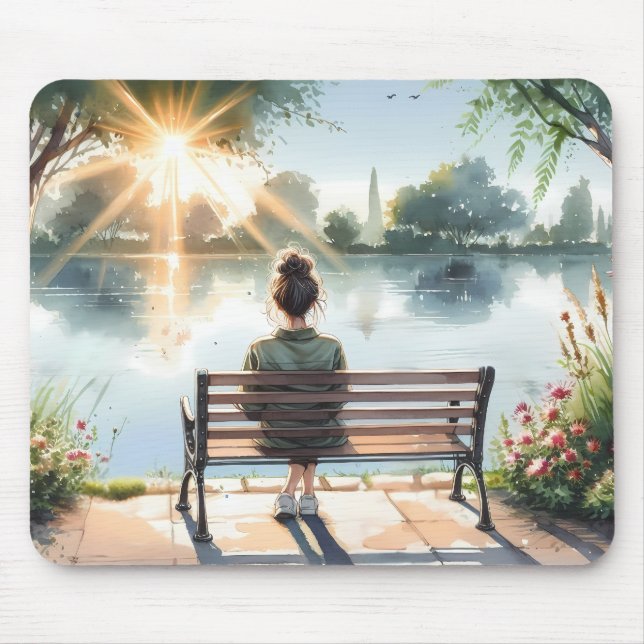 Sunset Reflections Lake Scene Mouse Mat (Front)