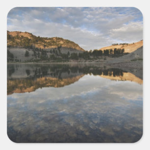 Sunset reflections on Lake Helen, Lassen Square Sticker