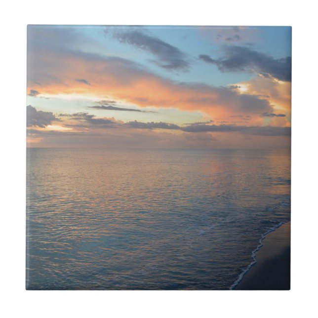 Sunset Reflections On The Water Tile (Front)