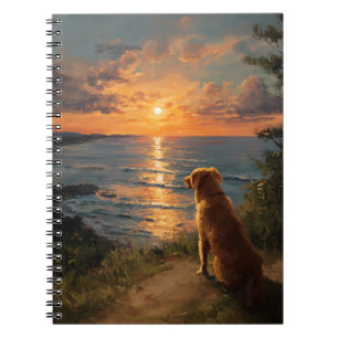 Sunset Reflections with Golden Retriever Notebook