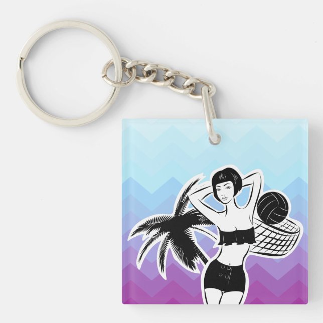 Sunset Resort Chevron Print Key Ring (Front)