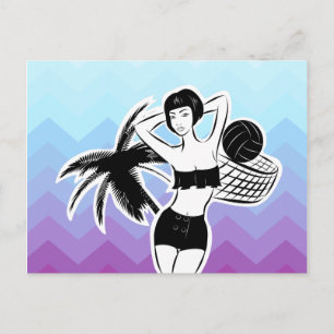 Sunset Resort Chevron Print Postcard