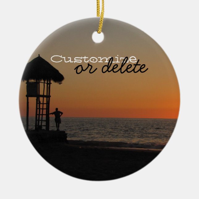 Sunset Resting Spot; Customisable Ceramic Tree Decoration (Front)