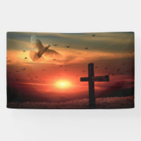 Sunset Resurrection Dove and Cross
