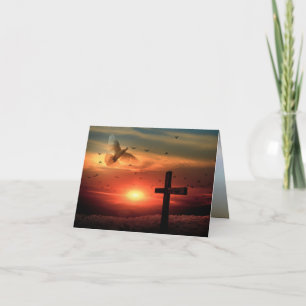 Sunset Resurrection Dove and Cross Card