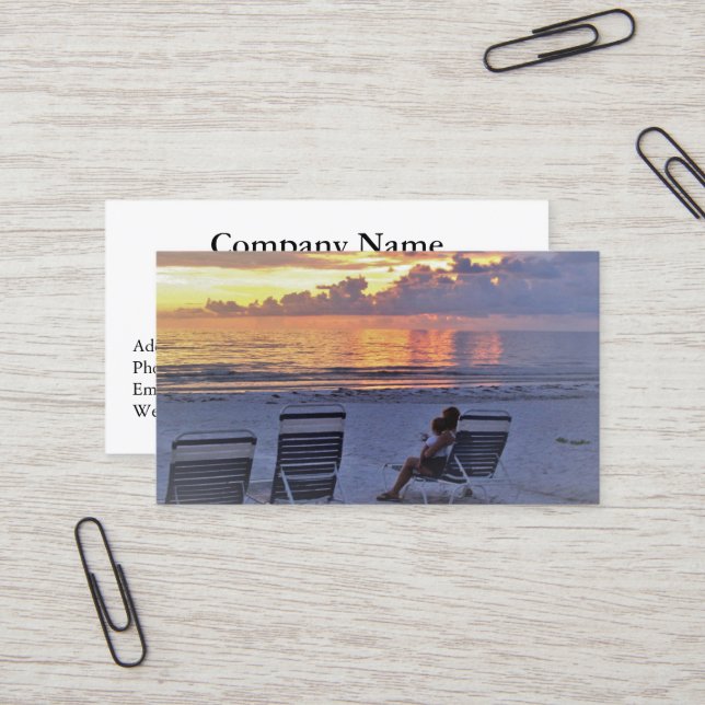 Sunset Retirement Business Cards (Front/Back In Situ)