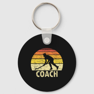 Sunset Retro Field Hockey Coach Vintage Hockey  Key Ring