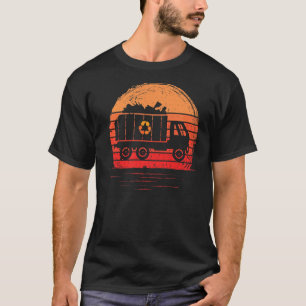 Sunset Retro Recycling Trash Garbage Truck Vintage T-Shirt