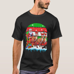 Sunset Retro Santa Sleigh Reindeer Kangaroos Xmas  T-Shirt