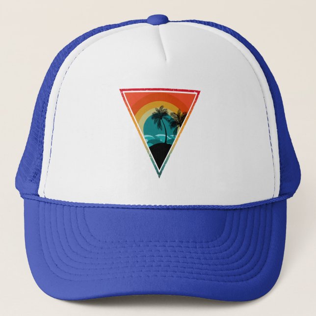 sunset retro summer vintage   trucker hat (Front)