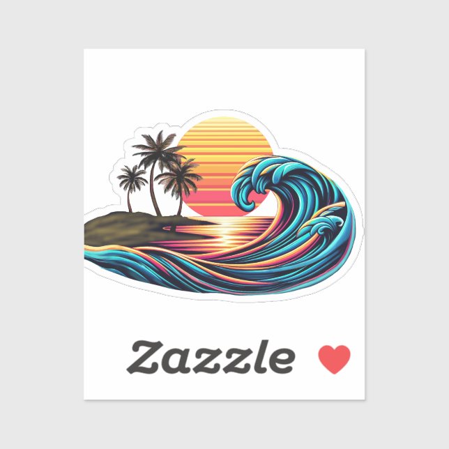 Sunset Retro Surf Wave- (Sheet)