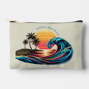 Sunset Retro Surf Wave- Accessory Pouch