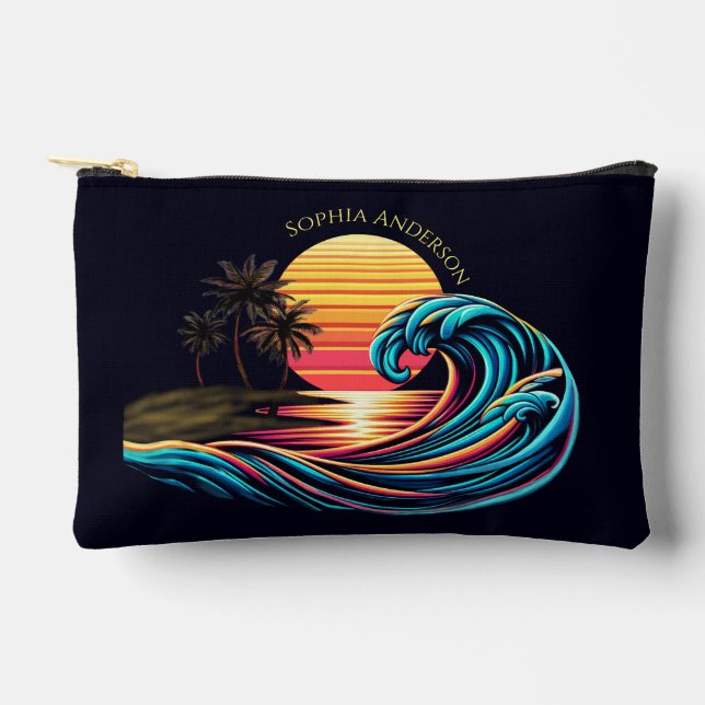 Sunset Retro Surf Wave- Accessory Pouch (Front)