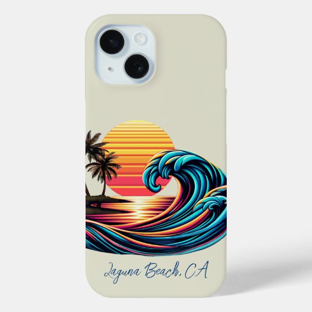 Sunset Retro Surf Wave Case-Mate iPhone Case (Back)