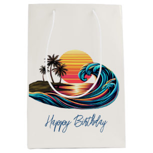 Sunset Retro Surf Wave Medium Gift Bag