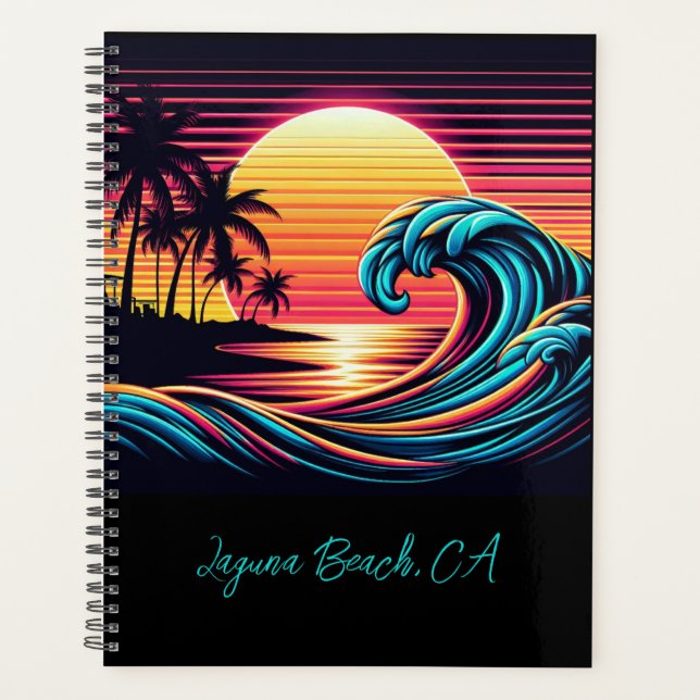 Sunset Retro Surf Wave- Planner (Front)