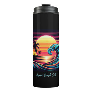 Sunset Retro Surf Wave- Thermal Tumbler
