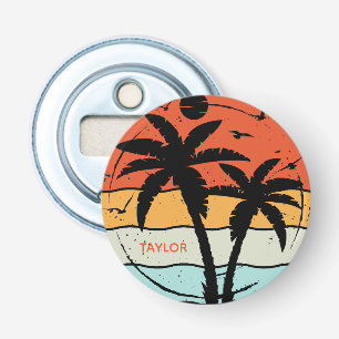 Sunset Retro Vintage Beach Palm Tree  Bottle Opener