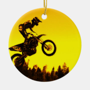 Sunset Ride   -  Motocross Rider Ceramic Tree Decoration