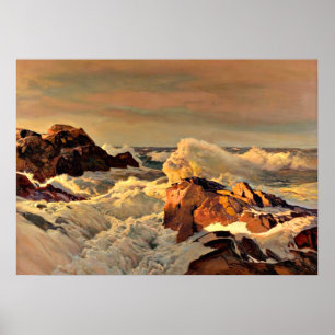 Sunset Rocks, painting by Frederick Waugh Poster