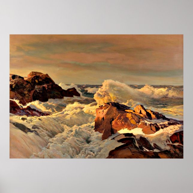 Sunset Rocks, painting by Frederick Waugh Poster (Front)