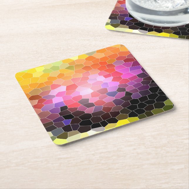 Sunset Rocks Square Paper Coaster (Angled)