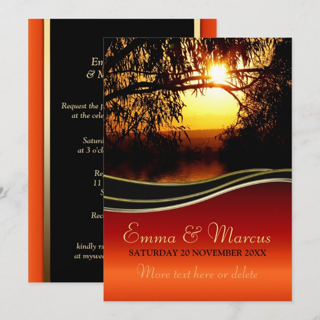 Sunset Romance Engagement / Wedding Invitation (Front/Back)