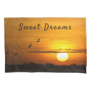 Sunset Romantic orange and black Sweet Dreams Pillowcase