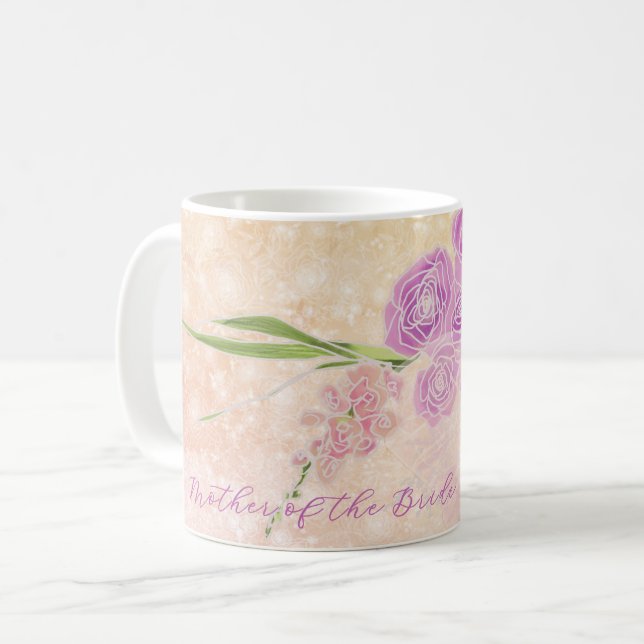 Sunset Rose Mother of the Bride-bow Bouquet Coffee Mug (Front Left)