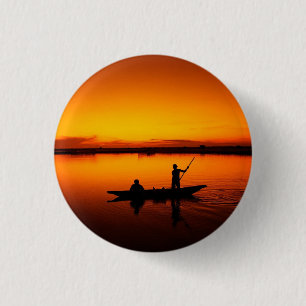 Sunset, Rowing Boat Silhouette-16497 3 Cm Round Badge