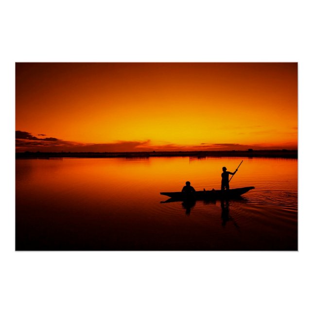 Sunset, Rowing Boat Silhouette-16497 Poster (Front)