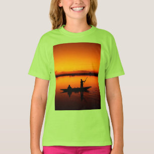Sunset, Rowing Boat Silhouette-16497 T-Shirt