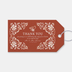 Sunset Rust Shabby Chic Thank You Wedding Gift Tag