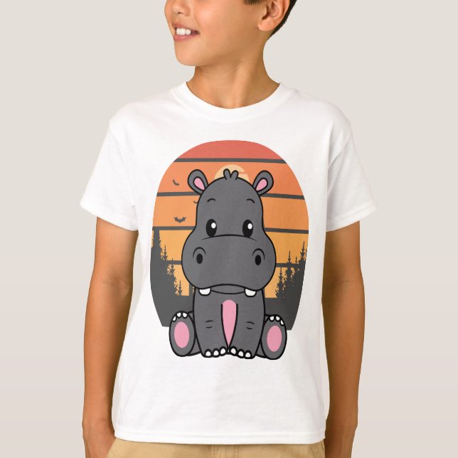 Sunset Safari Hippo T-Shirt (Front)