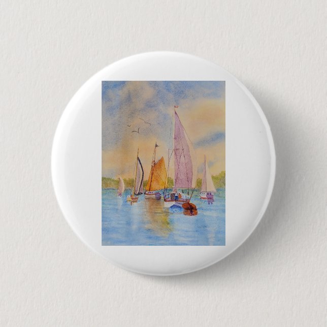 sunset sail 6 cm round badge (Front)