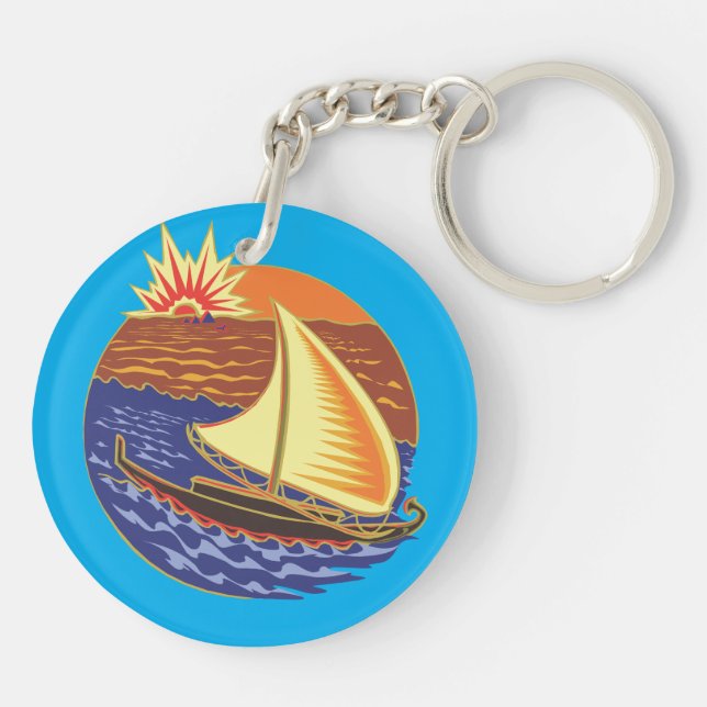 Sunset Sail Acrylic Keychain (Back)