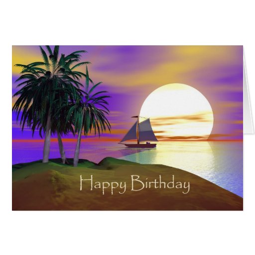 Sunset Sail Birthday Greeting Card | Zazzle