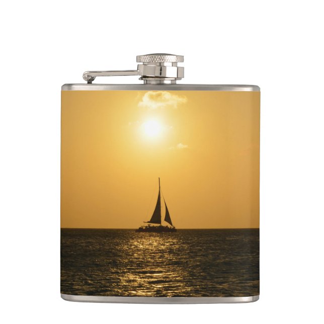 Sunset Sail Hip Flask (Front)