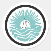 Sunset Sail in Teal Sticker