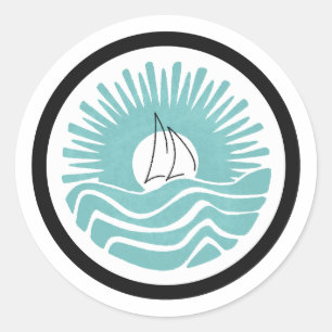 Sunset Sail in Teal Sticker