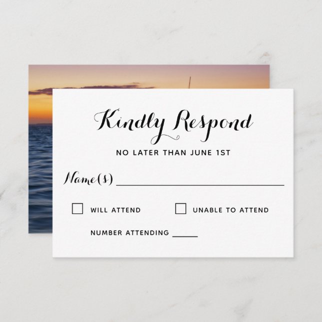 Sunset Sail Modern Nautical Wedding RSVP (Front/Back)