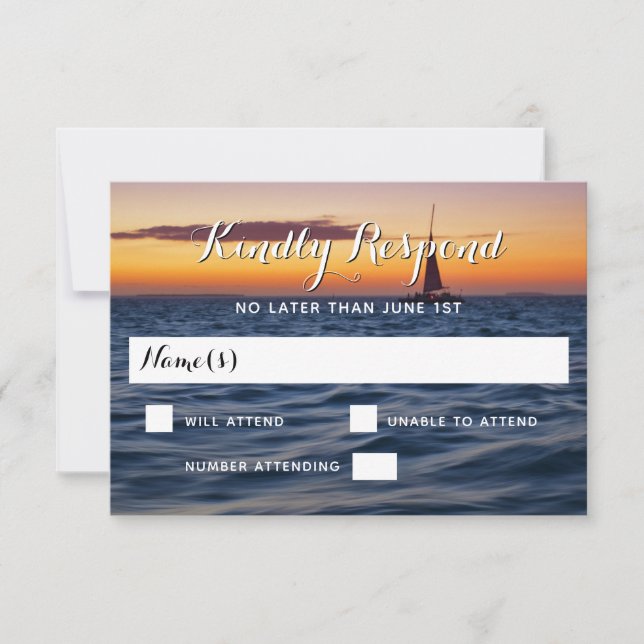 Sunset Sail Modern Nautical Wedding RSVP (Front)