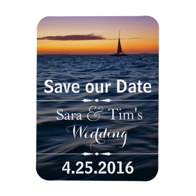Sunset Sail Nautical Save the Date Magnet (Vertical)