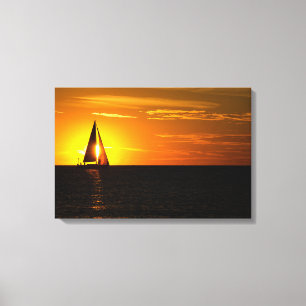 sunset sail on lake canvas print