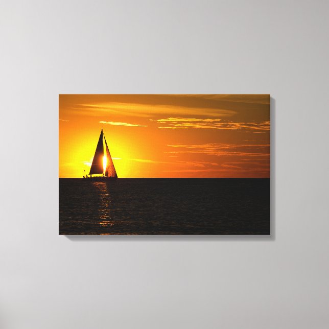 sunset sail on lake canvas print (Front)